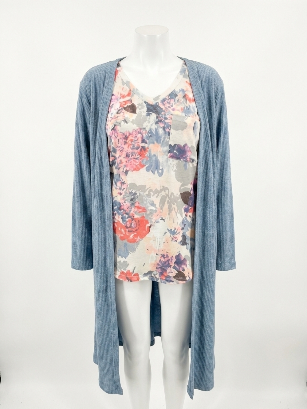 NEW HONEYME chenille duster in denim blue